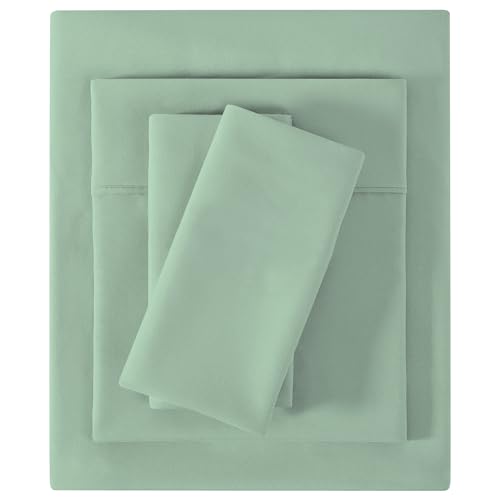 Image of Softan Microfiber Full Sheet Set with Non-Slip Corner Straps, Sage Green | 15 inch Deep Pocket Fitted Bed Sheets, Double Brushed Microfiber, Sheets & Pillowcase for All Season