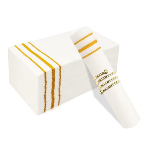 50 Pack Paper Napkins Disposable Hand Towels for Bathroom, Soft Gold Dinner Napkins Disposable Decorative, Paper Guest Towels for Bathroom, Kitchen Wedding Bridal Baby Shower Birthday Party Events