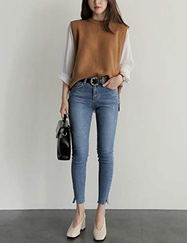 UANEO Women's Basic Round Neck Sleeveless High Low Pullover Knit Sweater Vest3