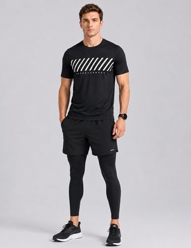 Men’s Dry Fit Workout Shirts Short Sleeve, Moisture Wicking Athletic Running Gym Tops, Performance Crew Neck Exercise Tee (Black Velocity, 4X-Large) - 1