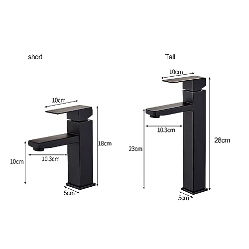Robinet de lavabo carré Chrome-tall avec contrôle précis eau chaude et froide à poignée unique - 7