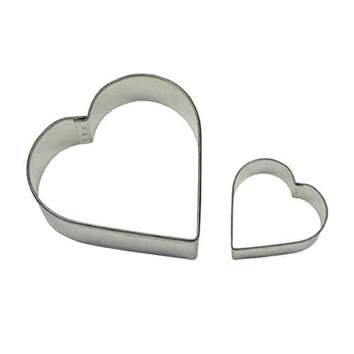 PME Lot de 2 Emporte pièces Cœur pour Biscuits et Gâteaux, Acier Inoxydable, Argent, , 7 x 2 x 7 cm SC606