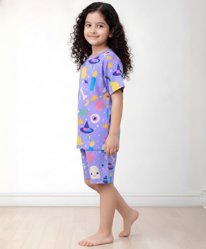 Image of ANTHRILO Sleepwear Shorts Set for Girls| Material: 100% Pure Cotton | Fabric: Skin-Friendly, ensuring a Soft Touch on Delicate Skin| Fit: Regular |Age Range: Suitable for Girls Aged 0-14 Years