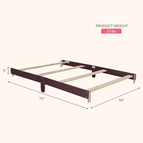 Image of Dream On Me Universal Crib to Full Size Bed Conversion Kit, Solid Wood Bed Rails for Select Convertible Cribs, Strong & Stable Support, Auburn