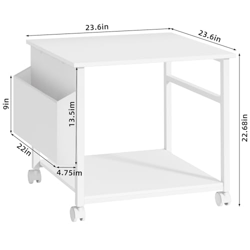 Image of Lerliuo White Large Printer Stand with Storage