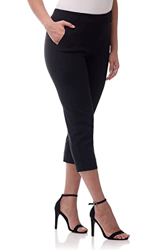 Rekucci Women’s EcoCosy Pull-On Cargo Crop Pants – Mid-Rise Stretch Fit with Pockets & Cuffed Hem for Daily Comfort2