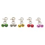Levemolo 5pcs Pet Collar Bell Charms Set with Loud Sound, Mini Colorful Bells for Dog and Cat Collars, Metal Alloy Pendant Accessories for Pet Training and Outdoor Use