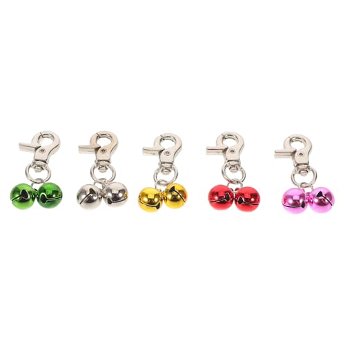 Levemolo 5pcs Pet Collar Bell Charms Set with Loud Sound, Mini Colorful Bells for Dog and Cat Collars, Metal Alloy Pendant Accessories for Pet Training and Outdoor Use
