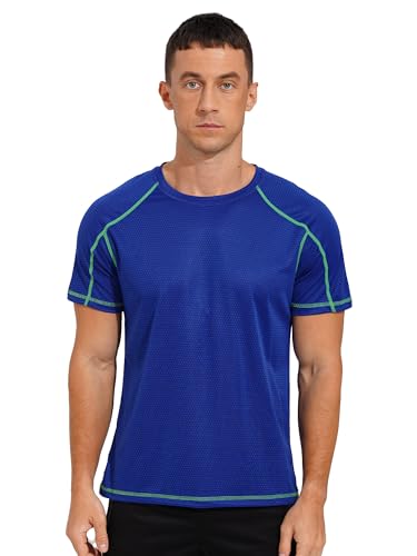 Hansber Men's Quick Dry Short Sleeve Shirt Sun Protection Rash Guard Swim Tee Athletic Running Fishing Shirts