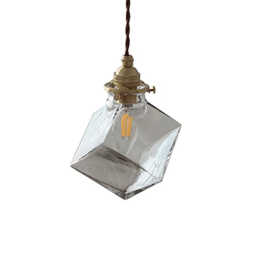 Chandelier de salle à manger en verre carré et laiton réglable
