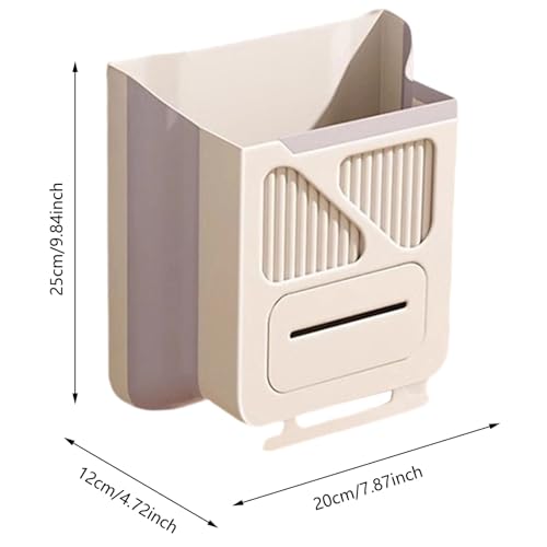 Caneca de basura plegable para puerta de gabinete, beige miniatura 5