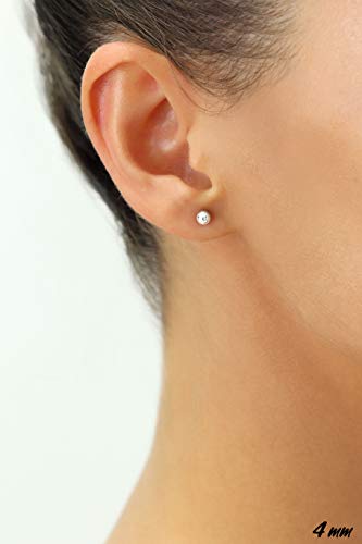 14k White Gold Ball Stud Earrings with Gold Butterfly Pushback2