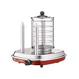 SIMÉO Machine à Hot Dogs Rétro   450W   Cylindre de Cuisson en Verre   Broches Chauffantes Acier Inoxydable   Design Années 50   Accessoires Lave Vaisselle   Métallique Élégante   Rouge
