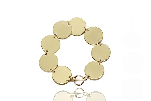 Bracelet de pièces de monnaie en or 14k brossé mat pour cadeau femme chic