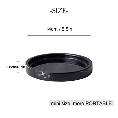 PHINILUX 100% Carved Marble Round Vanity Tray 5.5'', for Kitchen Bathroom Countertop, Nightstand Decor, Candle Holder, Jewelry Rind Dish, Trinket Plate, Table Accents, Black by PHINILUX - Image 2