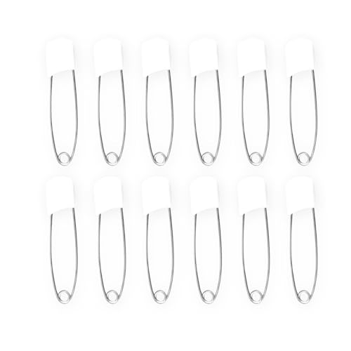 Bojueshaw 12pcs Baby Nappy Safety Pins,2.2 Inch Diaper Plastic Push-in Pins,Secure Fasteners for Terry Squares,Flat and Prefold Nappies
