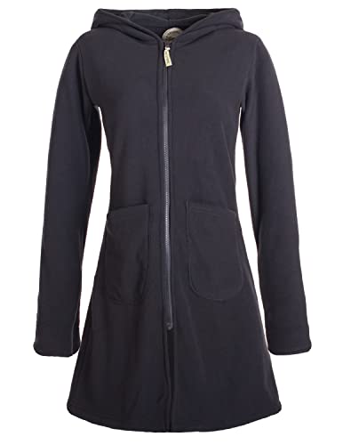 Vishes - Alternative Bekleidung - Einfarbiger Eco Fleecemantel mit Kapuze schwarz 36
