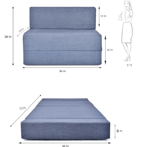 Image of Convertible Sofa Chair Bed, 3-in-1 Sleeper Chair with Foldable Design, Modern Upholstered Lounge Accent Chair, Space Saving Single Sofa Bed for Living Room, Bedroom & Small Spaces (Grey (FA105))