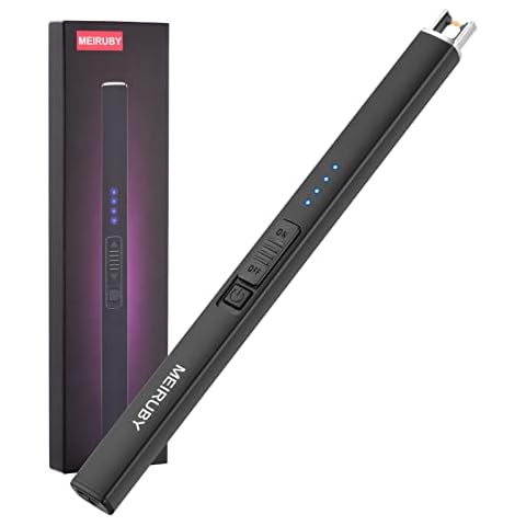 MEIRUBY Lighter Electric Lighter Candle Lighter Rechargeable USB Long Lighter Arc Lighters for Candles Camping Family Use (Black) Cover