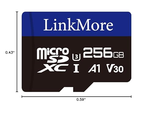 Image of LinkMore XV13 256GB MicroSD Memory Card, MicroSDXC A1 UHS-I U3 V30 Class 10, Read Up to 95MB /s, Write Up to 65MB /s, SD Adapter Included