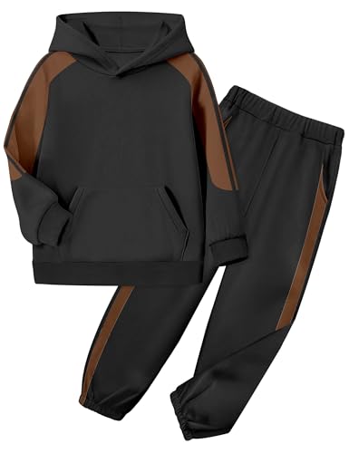 Boys Clothes Hoodie Kids Boys' Clothing Sets Stripe Color Block Sweatsuit 2pcs Long Sleeve Outfits with Pocket 6-12y