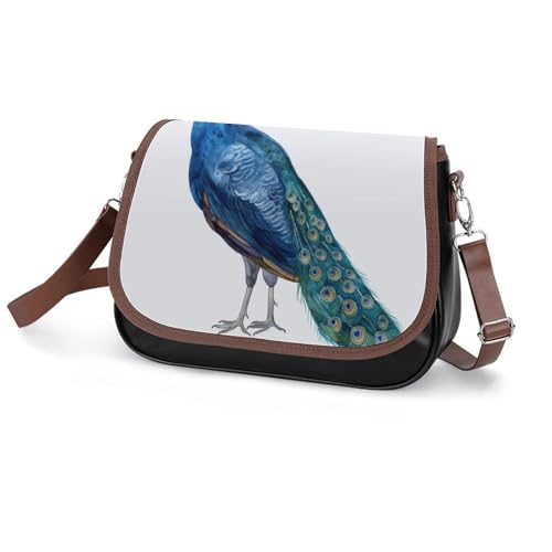 Sac messager imperméable cuir oiseau paon maroquinerie chic