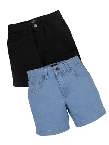 Image of KiddoPanti Boys Knee-Length Denim Shorts | Stretchable Cotton Poly Denim | Comfortable Fit with Button Elasticated Waistband & Zip Fly