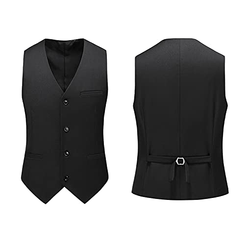Mens Double Breasted 3 Piece Suits Wedding Party Dress Suit Groom Tuxedos Formal Blazer Jacket & Trousers & Waistcoat (Black,4X-Large)3