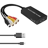 Kicucn コンポジット/S端子 to HDMI 変換器 RCA to HDMI 変換コンバーター1080p対応,古いゲーム機（PS1、PS2、SNES、Wii、N64、B-0-X ）古いレコーダー(VCR、VHS、DVD)など，説明書付属