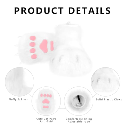 Image of Animal Fuzzy Slippers Bear Cat Wolf Dog Fox Fursuit Feet Paw Claw Shoes Furry Boots Costume Accessories for Adult Kids
