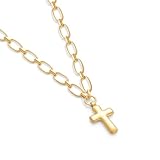 MUYAN 14K Gold Plated Chunky Cross Necklace for Women Trendy Cross Vintage Paperclip Chain Necklaces Fashion Religious Jewelry