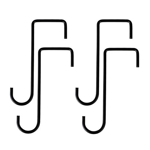 HH-LIFE 4 ganchos de pared de metal de 15 x 5 cm, ganchos de jardinería, ganchos para interiores y exteriores, para comederos de pájaros, macetas, faroles, campanillas de viento, etc. (negro) Cover