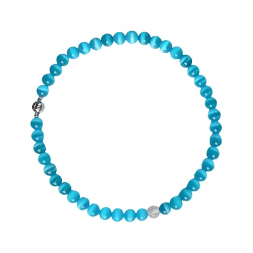 Collier perles cœur bleu œil de chat accessoire quotidien - 7