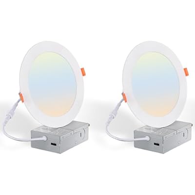 Gugsey Recessed Lighting 6 Inch - Dimmable 5CCT Ultra-Thin Can-Killer Downlight, Led Ceiling Light Can Lights with Junction Box, 2700K-5000K Selectable, 12W 110W Eqv,1150LM High Brightness?2 Pack?