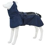 MAMORE Waterproof Dog Raincoat, Lightweight Rain Jacket with Reflective Strip, Adjustable Pet Clothes with Harness Hole for Dogs (Navy&Black, XXL)