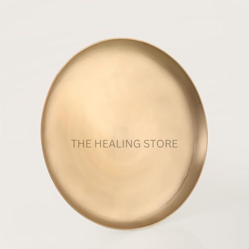 Image of THE HEALING STORE Pure Traditional Ayurvedic Bronze Plate 10 inch| Kansa Handmade Thali Bronze Plate for Serving Ware and dishware thali
