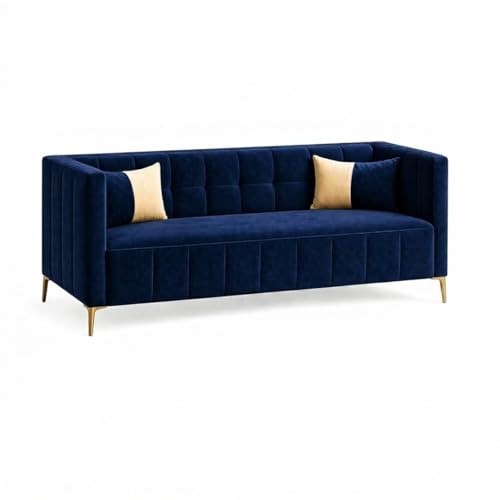 Image of SOCOZI Stylluxe 4 Seater L Shape Sofa Set with Movable Ottoman | Flexible Left or Right Layout | Soft Velvet Suede Fabric | Modern Design | Plush Comfort Cushions for Living Room (Dark Blue)