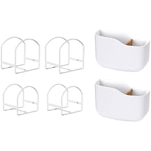 LINFIDITE 4 Pack Plate White and Adhesive Remote Control Holder 2 PCS White