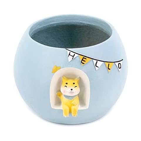 Erinaco Cute Animal Flowerpot Resin Planter Plant Pot Bonsai Plant Holder for Home Office Desk Mini Ornament Cover