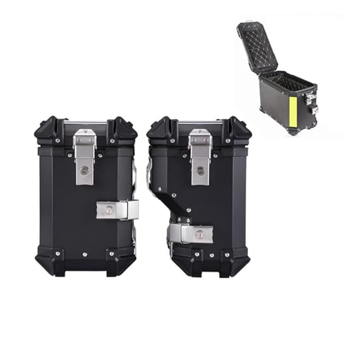 Xzomystify 38L Aluminum Motorcycle Side Bag Heavy Duty Motorcycle Trunk Box Side Cases Motorcycle Include Left and Right Waterproof Motorcycle Tail Box Trunk Motorcycle Helmet Luggage Storage(Black)