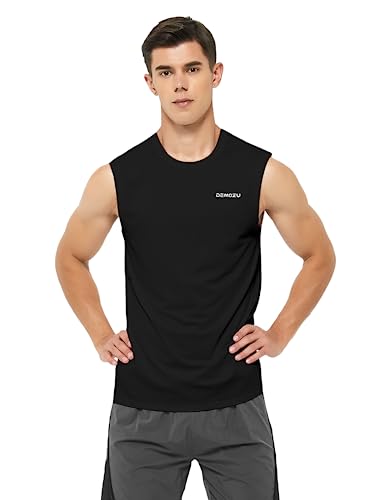 Demozu Men's Sleeveless Workout Swim Shirts Quick Dry Athletic Running Gym Muscle Shirts Beach Tank Top Big And Tall, Black, Xl #TOP4