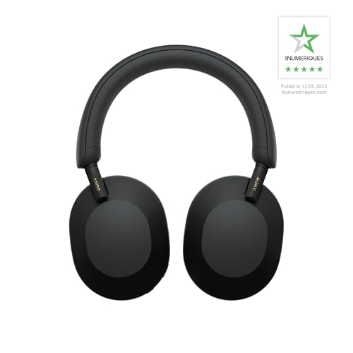 Sony WH-1000XM5 - Casque sans Fil à réduction de Bruit Premium, Étui Rigide Inclus, Bluetooth, qualité d'appel Claire, Audio Hi-Res, autonomie jusqu'à 30 Heures, iOS et Android - Noir