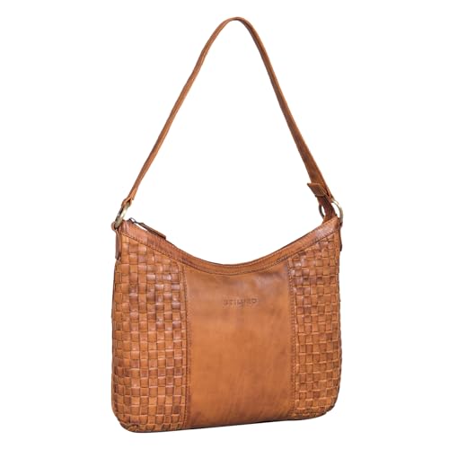 Sac de soirée STILORD Katharina, le charme intemporel du cuir véritable marron tressé