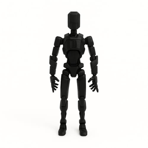 Image of VAALI Dummy 13 Action Figure Fully Assembled T13 Articulated Robot Toy with 12 Accessories (Swords Guns Extra Hands) 3D Printed Poseable Desktop Figure for Stop Motion Artists Gamers 5.4 inch (Black)