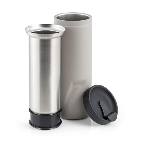 Comparison: Best Travel French Press Mug 11 EcoVessel Travel French Press, Portable Coffee Maker, Stainless Steel Insulated Coffee Press, Reusable Single Serve Bottle for On-The-Go Use, 14oz (Stone)