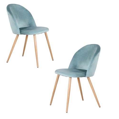 GrandCA HOME Lot de 2 chaises de Salle à Manger en Velours avec Pieds en Fer Aspect Bois...