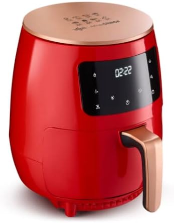 Friggitrice Air Feel Lagom, Air Fryer Crunch, Friggitrice Senza Olio, Capacità 4.5L, 1400W, Timer Programmabile fino a 6 ore, Fino a 4 modalità, Touch Screen e Digitale, Colore Rosso, Dual Chef