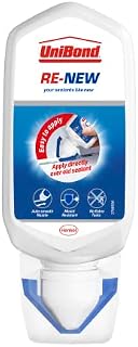 Unibond Re-New, White Silicone Sealant for Kitchen & Bath, One-Step Bathroom Sealant Renewal, Waterproof Bath Sealant with Triple Mould Resistance, 1 x 80ml