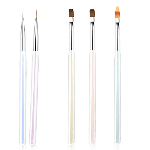 Bqan 5Pc Nail Art Brushes Nail Ombre Brush Nail Design Painting Brushes Uv Gel Nail Brush Professional Nail Art Design Brushes Set #TOP12