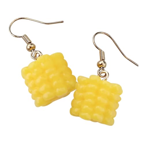 PACKOVE 夏向け軽量樹脂製コーンモチーフ揺れるイヤリング レディース ガールズ用 ファッショナブルな食べ物デザイン ジュ ランダムカラー